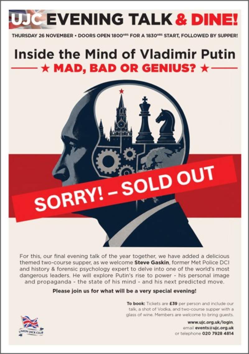 Evening Talk & Dine: Inside the Mind of Vladimir Putin - Mad, Bad or Genius?