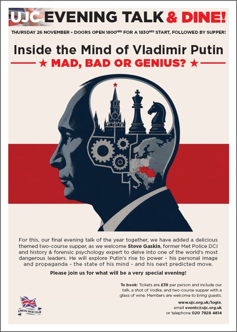 Evening Talk & Dine: Inside the Mind of Vladimir Putin - Mad, Bad or Genius?